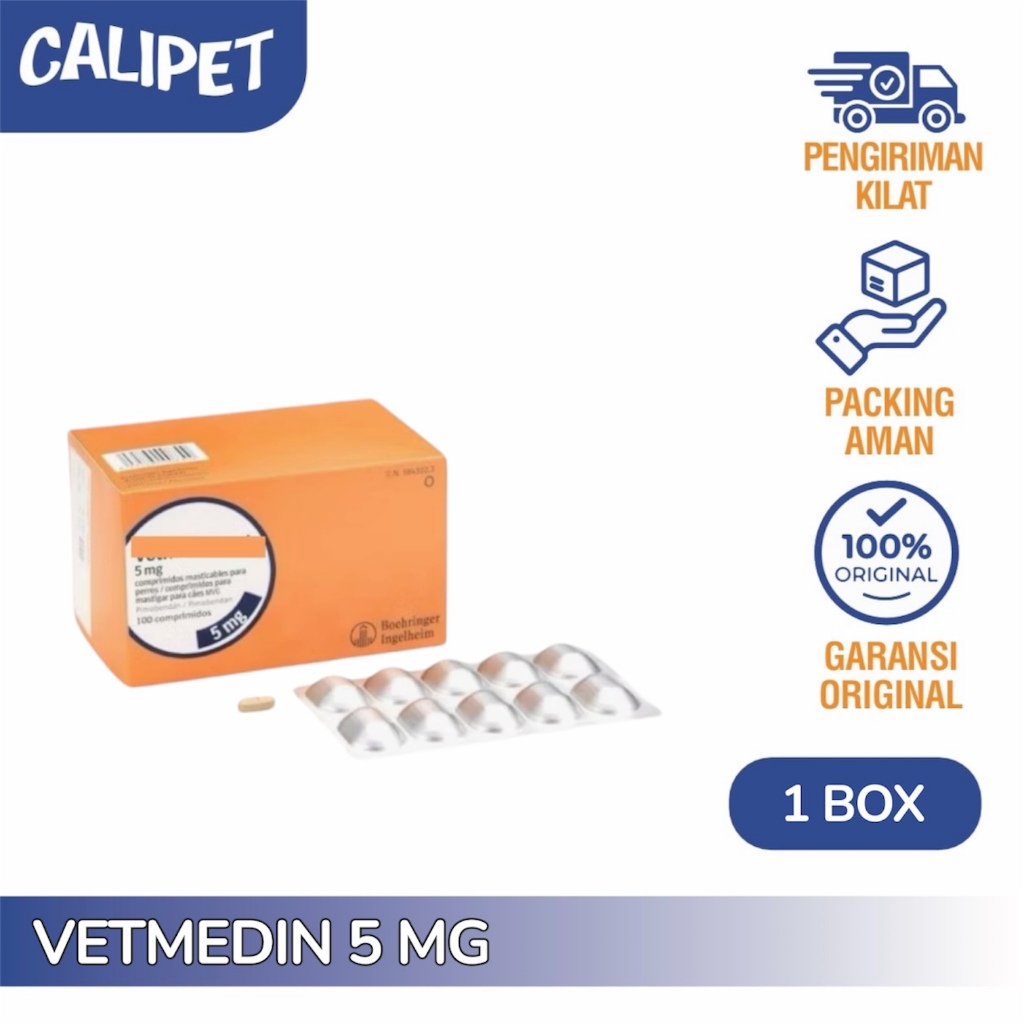 ( 1 BOX ) Vetmedin 5 mg Obat Jantung Anjing