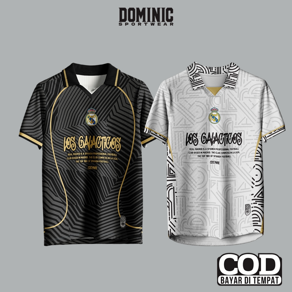 Jersey Retro Fantasy Real Madrid Full Printing Berkerah / Baju Bola Real Madrid