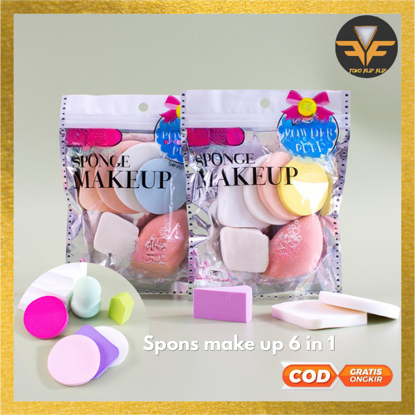 FF Spons Make Up Set 6 IN 1 Beauty Sponge Blender Bedak Isi 6 Pcs Powder Puff Foundation Makeup Puff