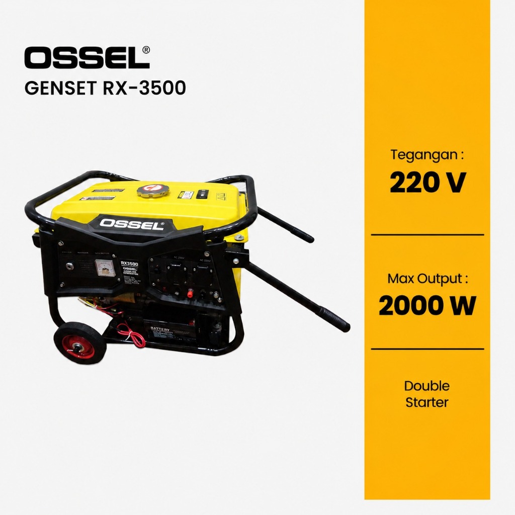 OSSEL Generator listrik 2000 watt doubel stator 4 tak RX3500 OSSEL