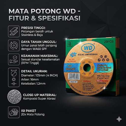 WD Batu Gurinda Potong 4"/Cutting WD 4 Inch