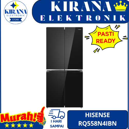 HISENSE RQ556N4IBU KULKAS 4 PINTU 467 LITER BLACK GLASS