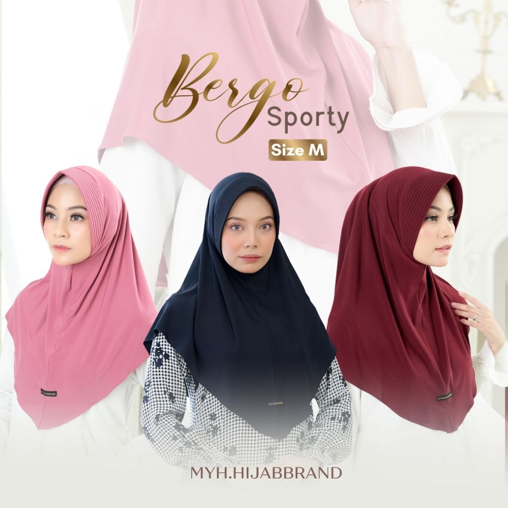 BERGO SPORTY SIZE M - ORIGINAL BY MYH HIJABBRAND - Hijab instan bergo hijab olahraga gym senam bahan