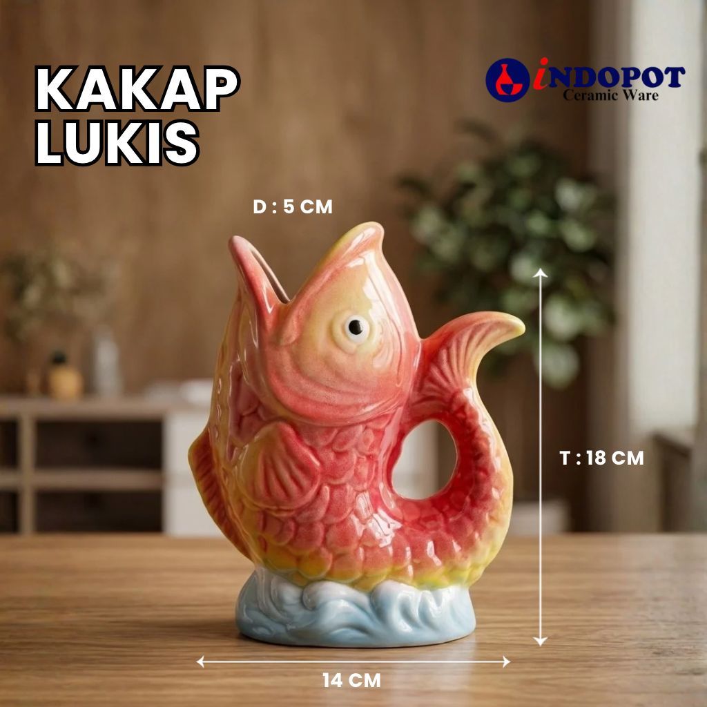 INDOPOT Vas Pot Keramik Model Ikan Kakap | Vas Unik bisa untuk dekorasi rumah berbagai tanaman bunga