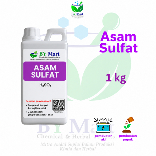 BY KIMIA & HERBAL - Asam Sulfat 1 kg / H2SO4 (98%) / Sulphuric Acid / Asam Sulphate