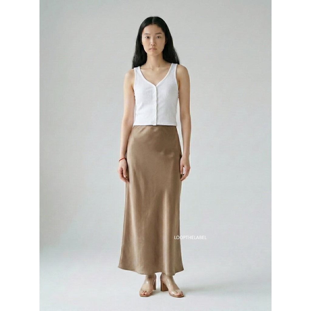 WILONA SATIN SKIRT / Rok Satin Premium A-Line Satin Skirt Wanita High Quality / SATIN SILK SKIRT MID