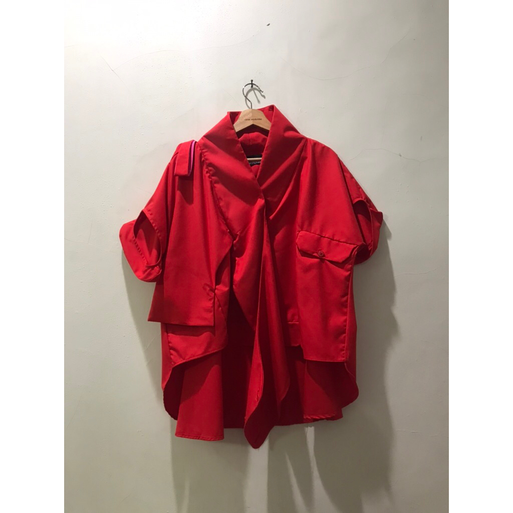 OLINE WORKROBE - AKSHA RIBBONED TOP IN RED