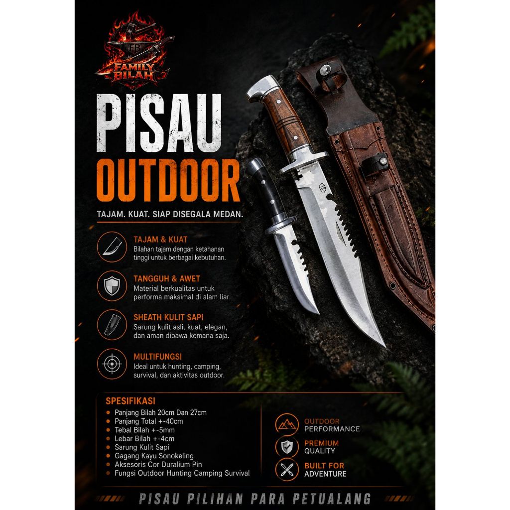 PISAU SANGKUR RAMBO MINI BAJAPER 30cm