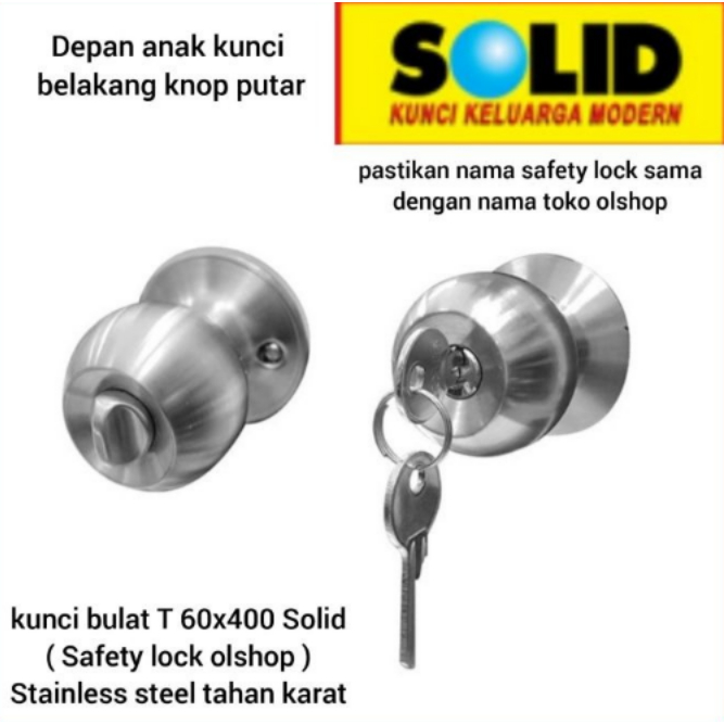 (ESBEJE) Handle Bulat Pintu Kamar Mandi Solid T 60X400 US5