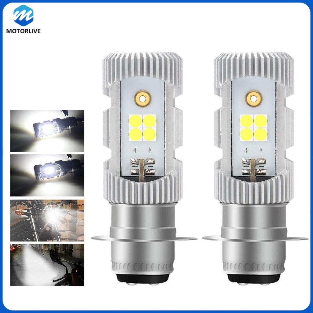 2x P15D Lampu Depan LED Motor 6000K Lampu Putih LED Terang Sepeda Motor 12V Bohlam Moto untuk Yamaha