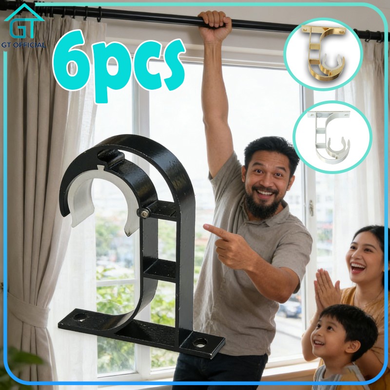 Isi4/6 Bracket Gorden Tebal Gagang Horden Alloy Curtain Rod Brackets Braket Tiang Gorden Kaki Gorden