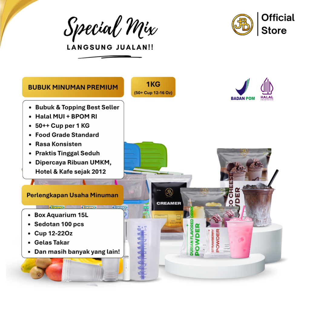 [BUNDLE] Bubuk Minuman Premium USAHA KEKINIAN Aneka Rasa dan PERALATAN Usaha Minuman