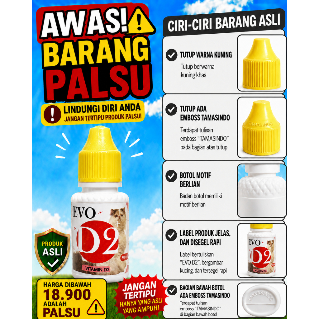 Evo D2 Cat 30 ml Mengatasi Virus Panleu Calici Feline Distemper Diare  Kucing
