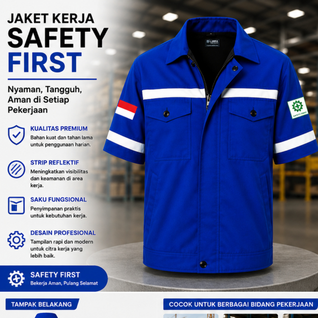 Libra - Baju Kemeja Wearpack Jaket Safety K3 Proyek Kerja Lapangan Outdoor Konstruksi Tambang Lengan