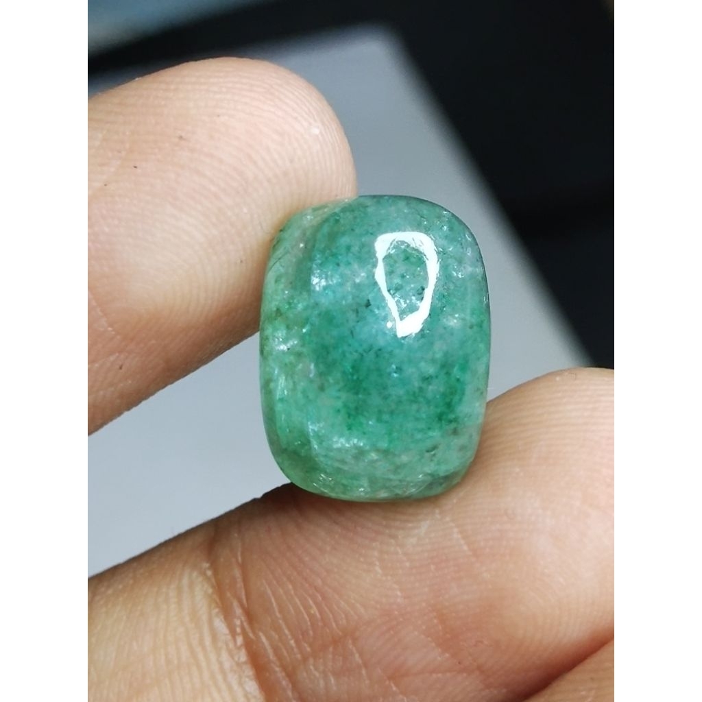 Natural Zamrud Emerald 15 x 11 x 6.5 mm 10.55 Ct Beryl Green Est Colombia Cushion Cabochon Asli