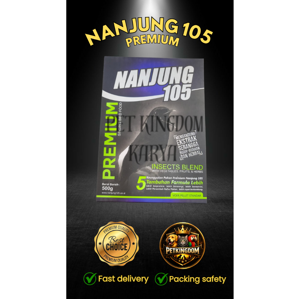 NANJUNG 105 VOER PREMIUM EBOD JAYA 500 GRAM PAKAN BURUNG KACER MURAI