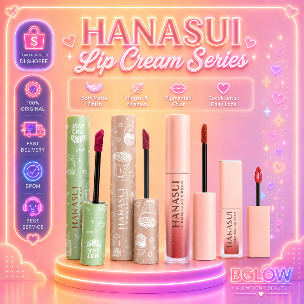 HANASUI Lip Cream BOBA EDITION / MATTEDORABLE / MATCHA LIP CREAM BIASA / LIP STAIN / LIP TINT | AWET