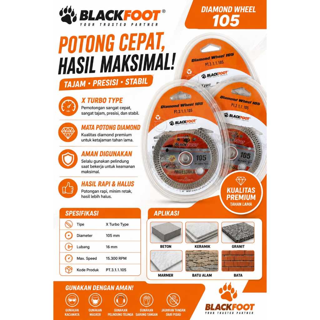 BLACKFOOT Mata Potong Keramik 105 - 105A - Diamond Wheel Blackfoot