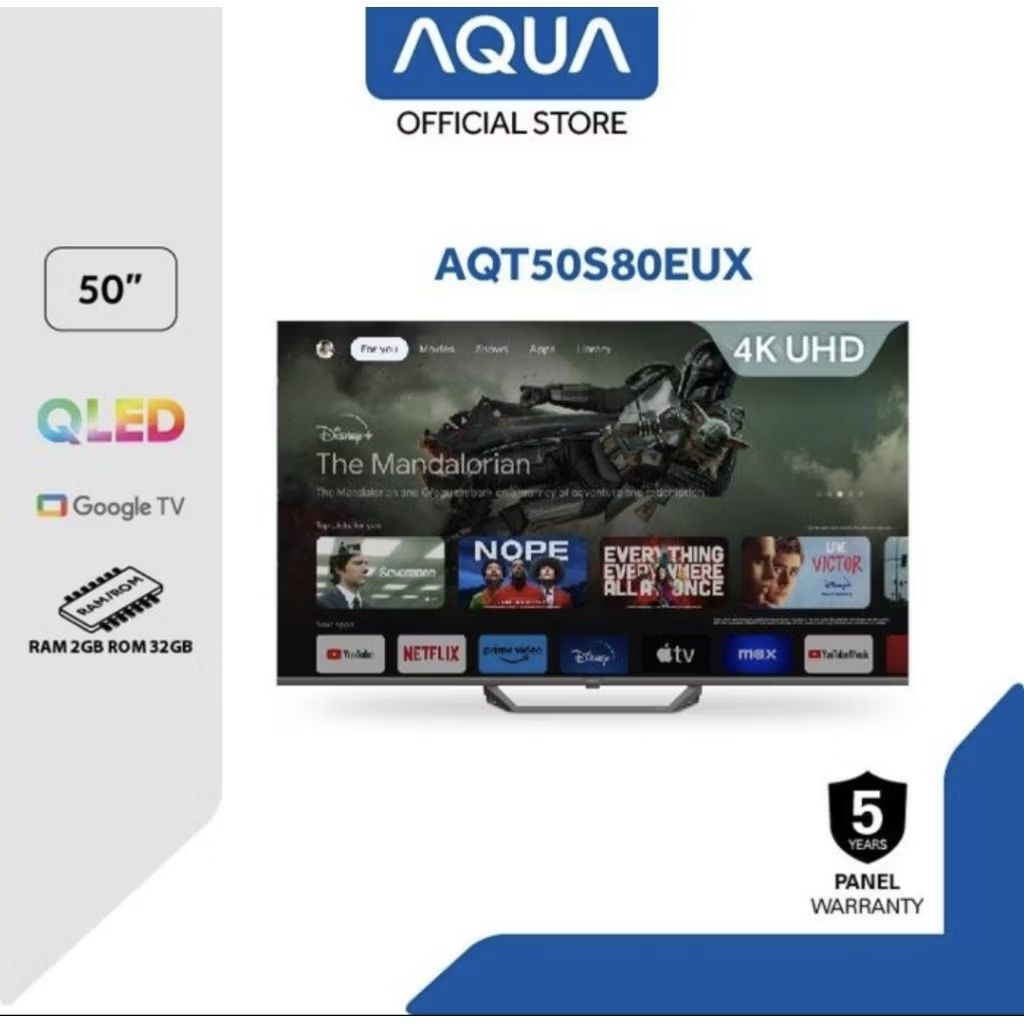 AQUA Google TV 50 inch 4K UHD QLED AQT50S80EUX