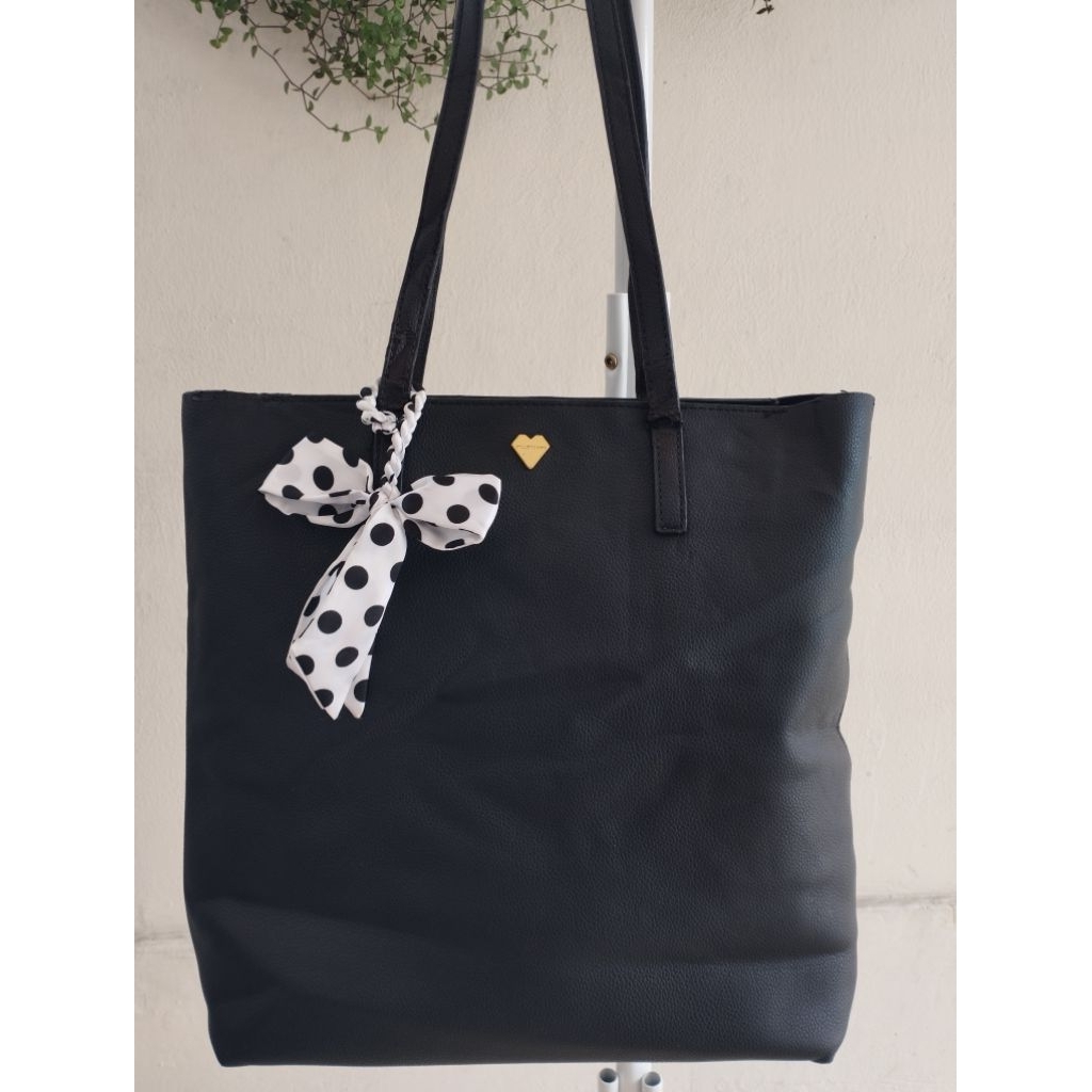 shoulder bag tote bag kulit hitam Jill Stuart
