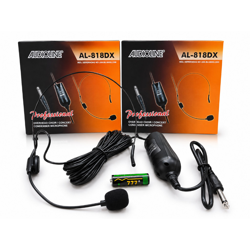 Mic Headset Audioline AL 818DX Jack Akai / Microphone Bando Kabel Imam Masjid Mic Kabel Bando Kabel
