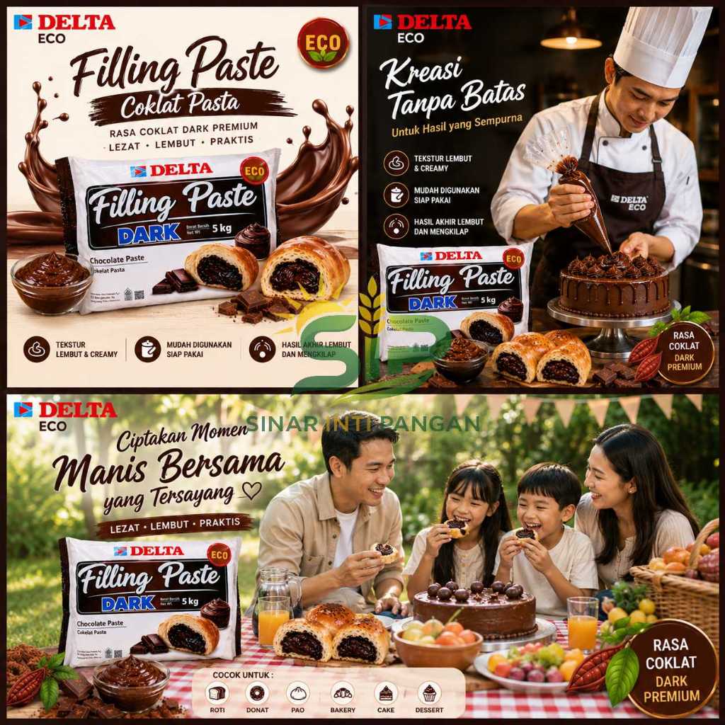 Delta Eco ChefMate Filling Coklat Pasta Cokelat Isian Roti Manis Lumer Tahan Panggang Grosir Industr