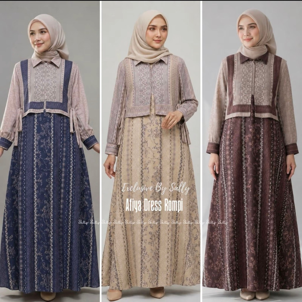 FAIZA DRESS BUSUI BY SALLY SCARF/DRESS KEKINIAN/DRESS BUSUI/ GAMIS MOTIF KEKINIAN