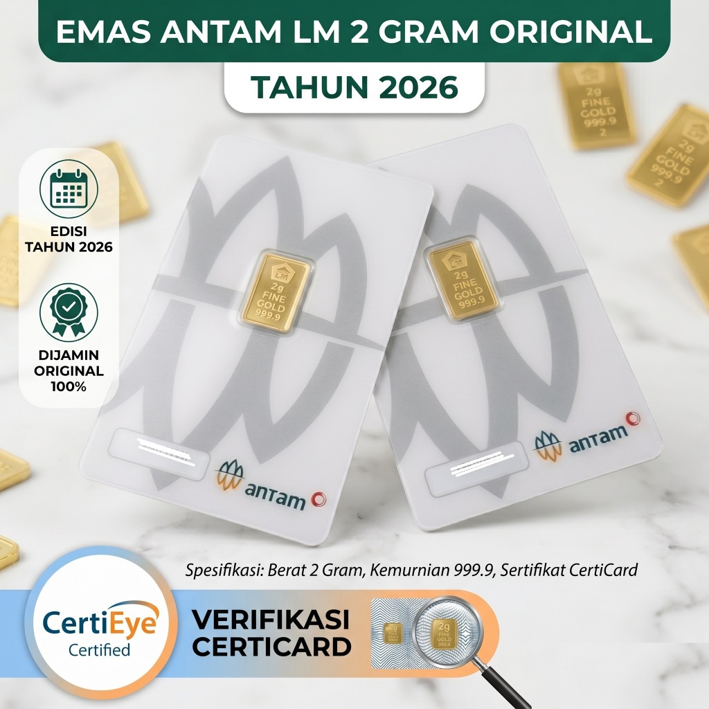 Logam Mulia Antam Emas Batangan 2 Gram Original Kemasan Certieye Tahun 2026 Harga Pasaran