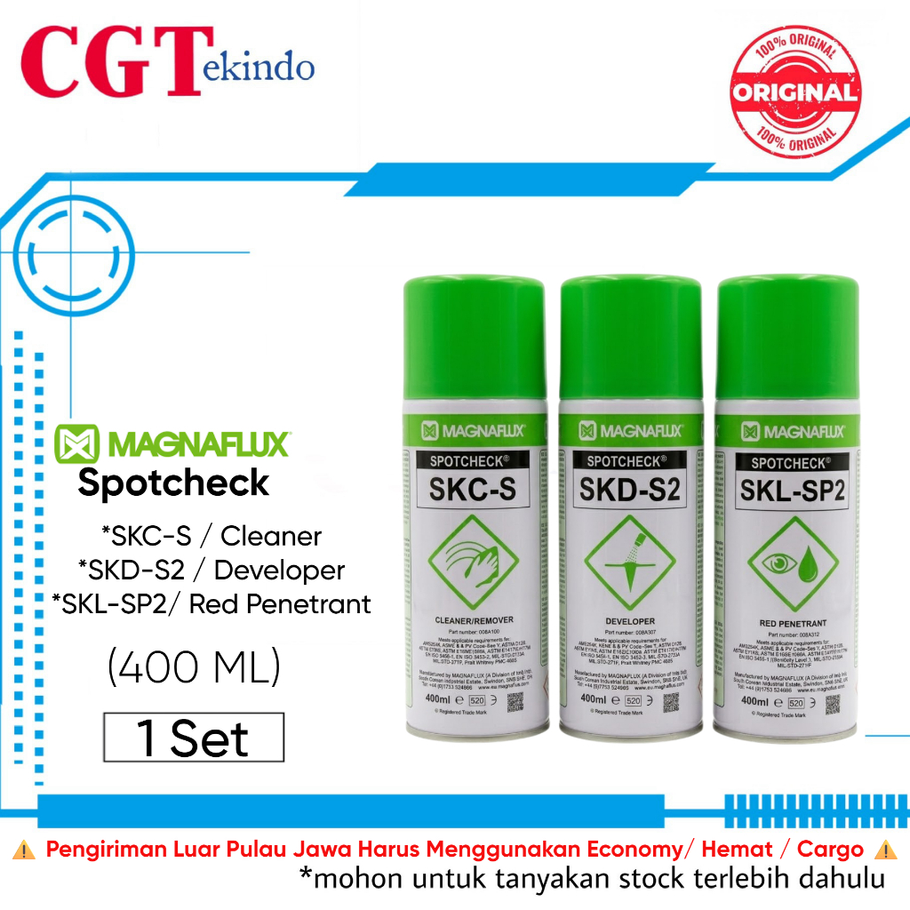 Magnaflux Spotcheck Set SKL-SP2 SKC-S SKD-S2 Penetrant Cleaner Developer 400ml - Paket NDT Dye Penet