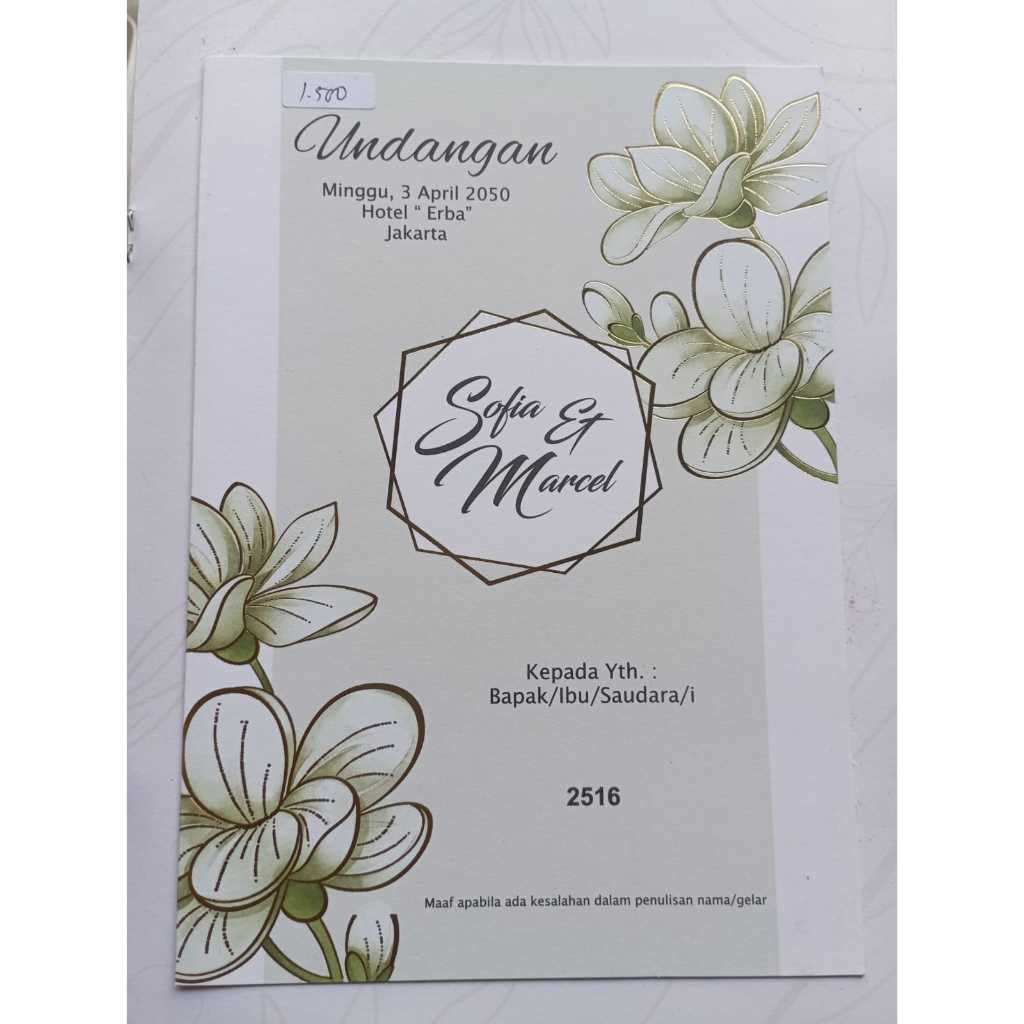 Blangko Undangan Kosong / cetak Pernikahan Erba BLANKO UNDANGAN MURAH Simple 2516