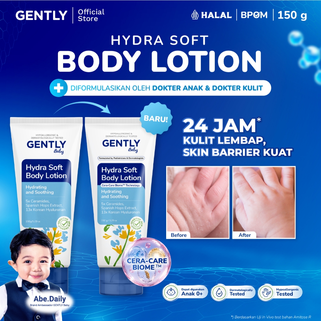 Hydra Soft Body Lotion 150gr | Body Lotion Moisturizer Bayi dan Anak | 5x Essential Ceramide + 13x K