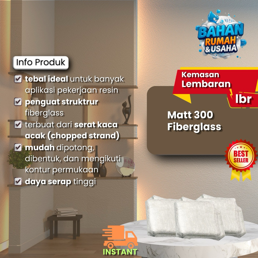 Matt 300 Fiberglass | Serat Resin | Lembaran | Hemat Pol