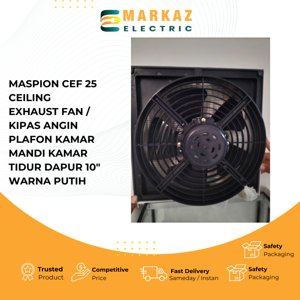 Maspion CEF 25 Ceiling Exhaust Fan Plafon Kamar Mandi Kamar Tidur Dapur 10" Warna Putih