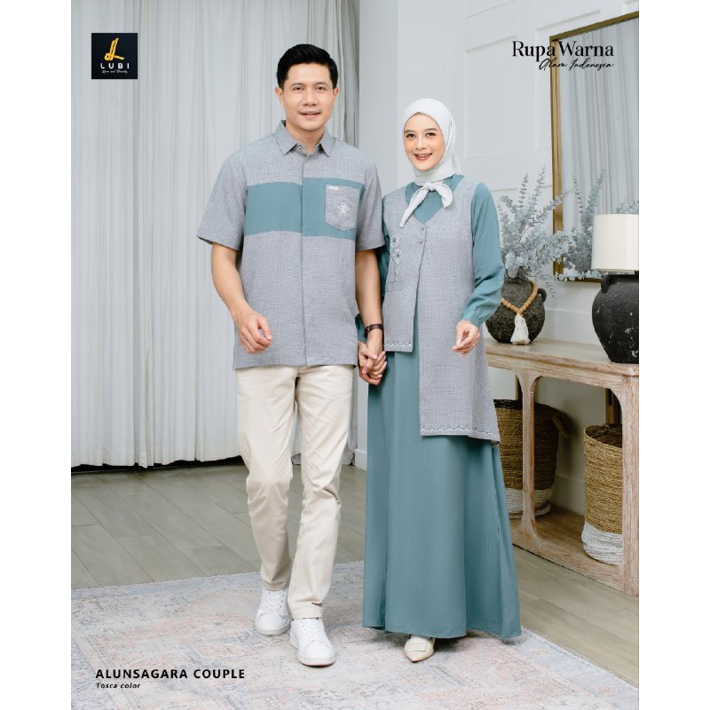 SET COUPLE ALUNSAGARA FAMILY WARNA TOSCA BAJU MUSLIM SARIMBIT KELUARGA GAMIS WANITA KOKO PRIA BAJU L