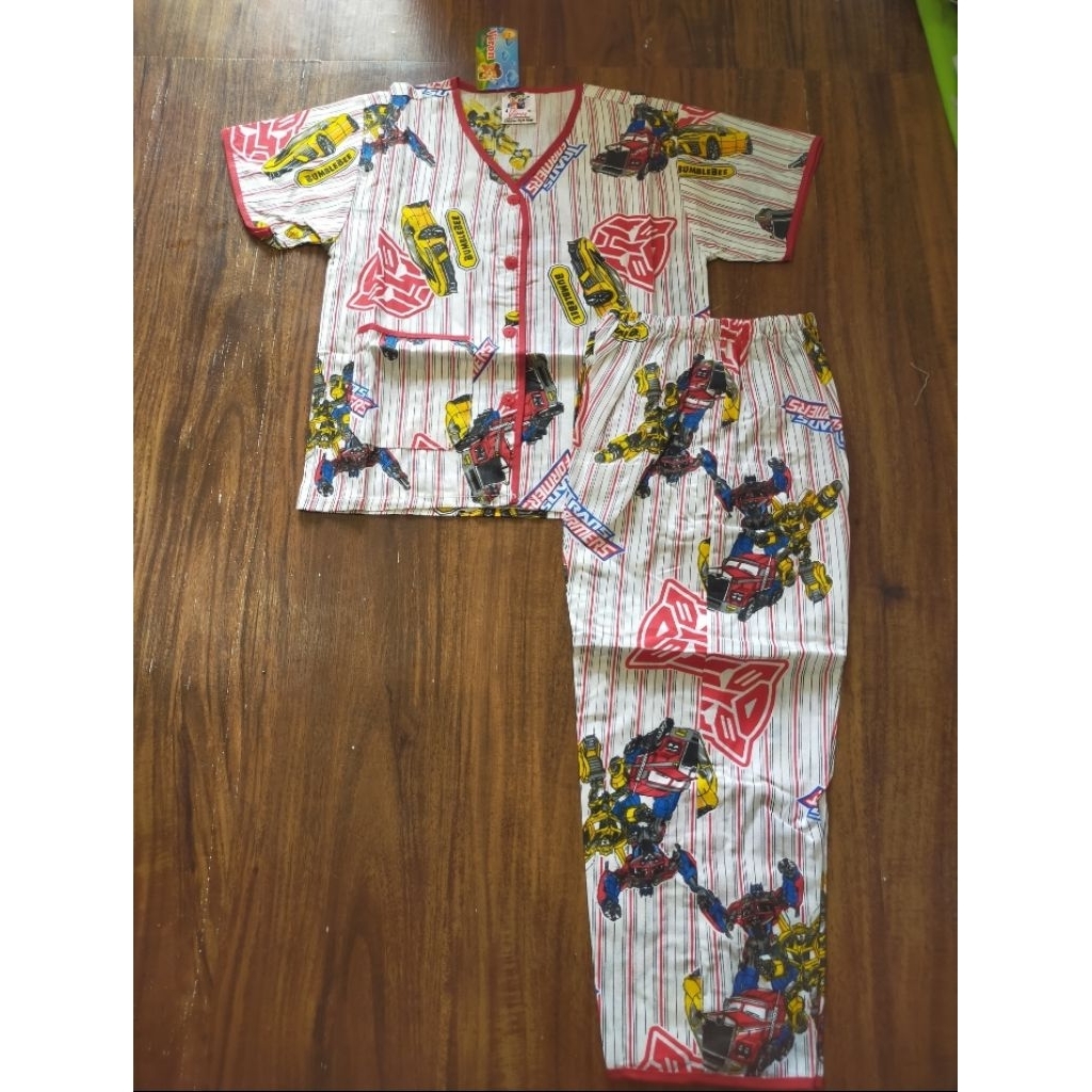 Baju Tidur Anak Cowok Viron 10-12/ Piyama Anak Katun Premium