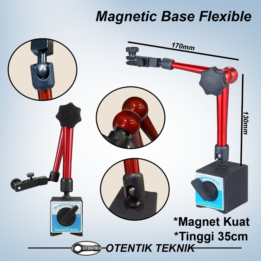 MAGNETIC BASE DUDUKAN DIAL INDIKATOR FLEKSIBEL 350MM - STANG DUDUK GAUGE INDICATOR  350 MM - LENGAN 
