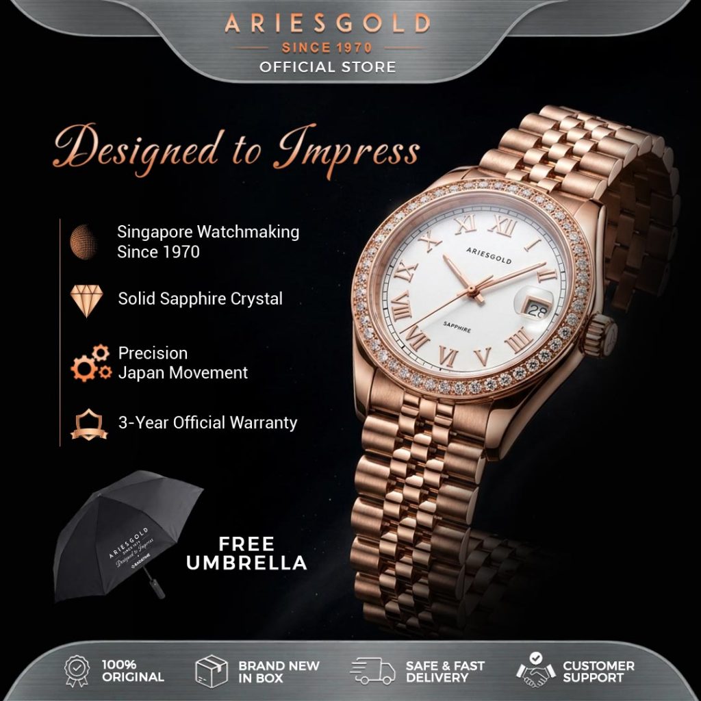 [FREE TUMBLER] Jam Tangan Wanita Aries Gold B-1069R-RG-RW Heritage Free Bezel 100% Original