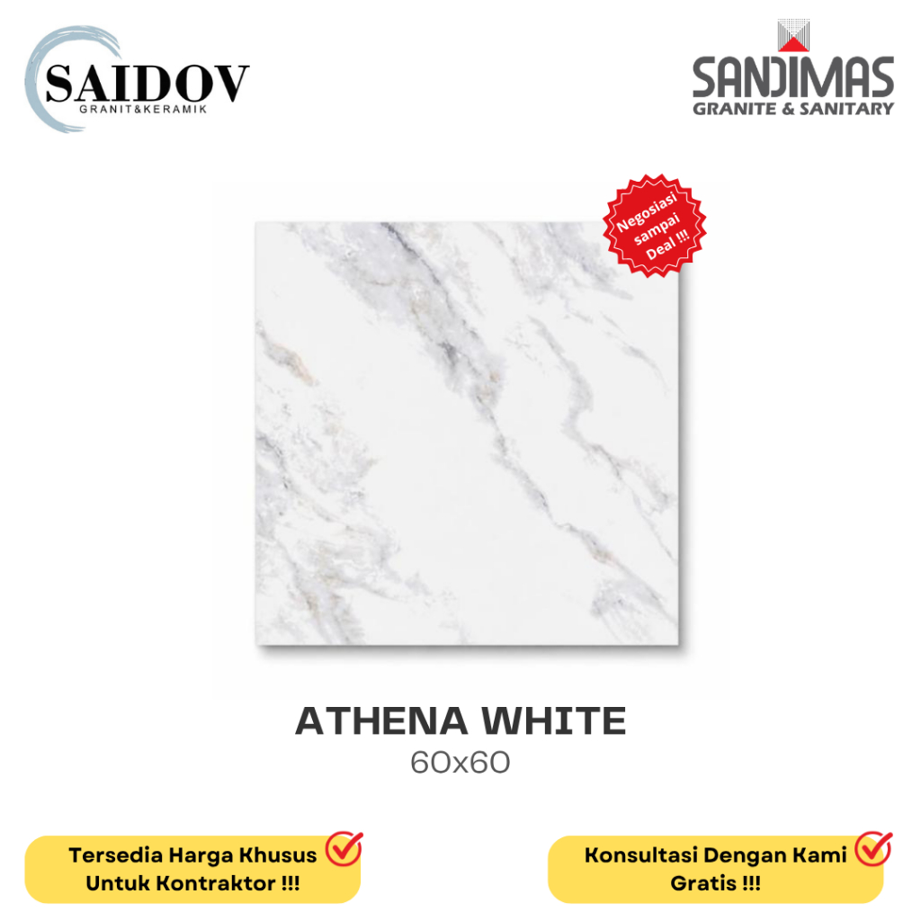 SANDIMAS D-EUROGRES LANTAI GRANITE ATHENA WHITE 60X60 POLISHED