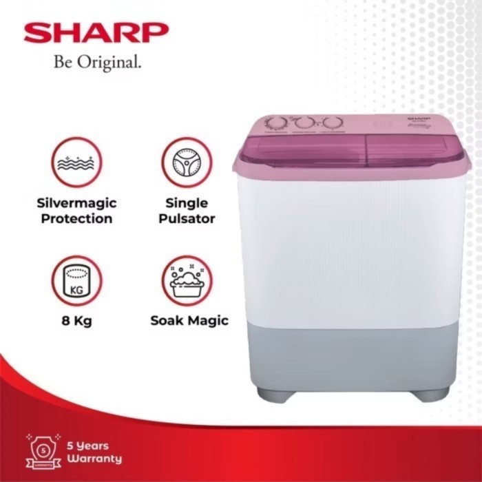 MESIN CUCI SHARP ES-T75NT-BL/PK | MESIN CUCI SHARP 7KG PUREMAGIC SERIES