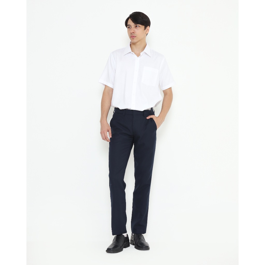 VALINO Kemeja Formal Lengan Pendek Pria (Putih, Hitam, Biru)