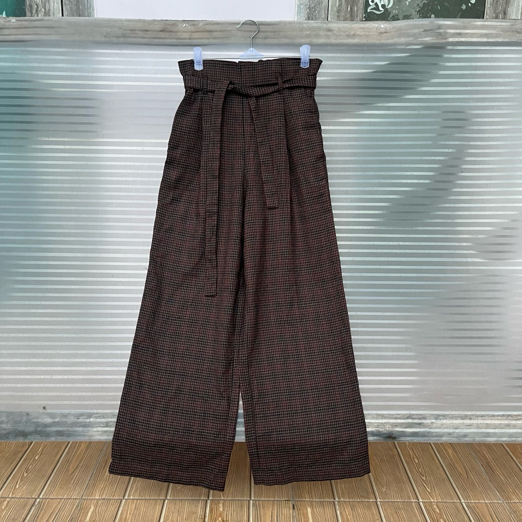 GU Kulot Houndstooth Dark Brown With Belt New s
