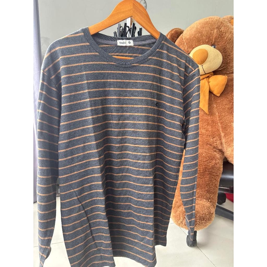 CASUAL STRIPES STYLE - KAOS LENGAN PANJANG COLE ORIGINAL GREY & MUSTARD
