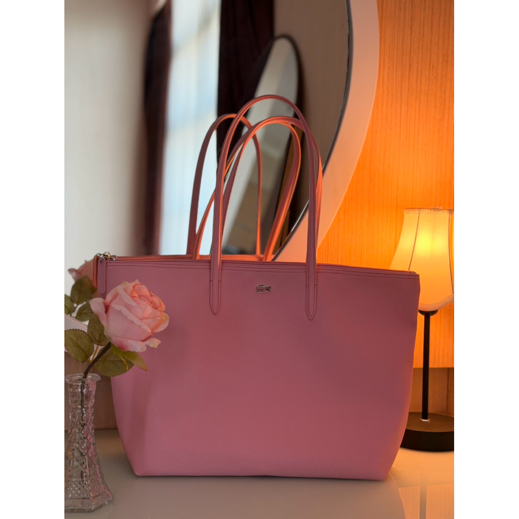 lacoste pink tote bag
