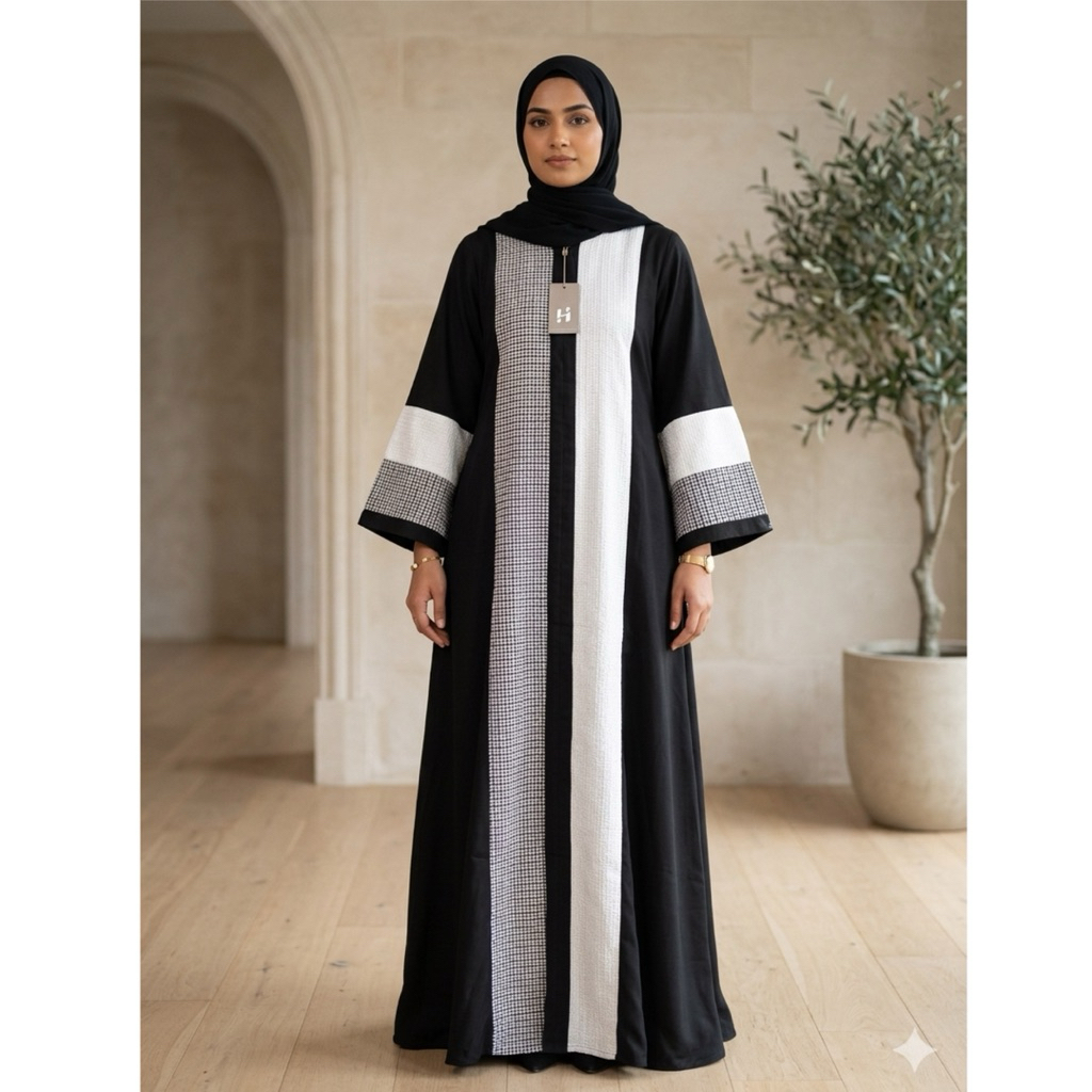 [NEW] HUMAIRA Gamis Syari Premium dengan Desain Hitam Putih Elegan