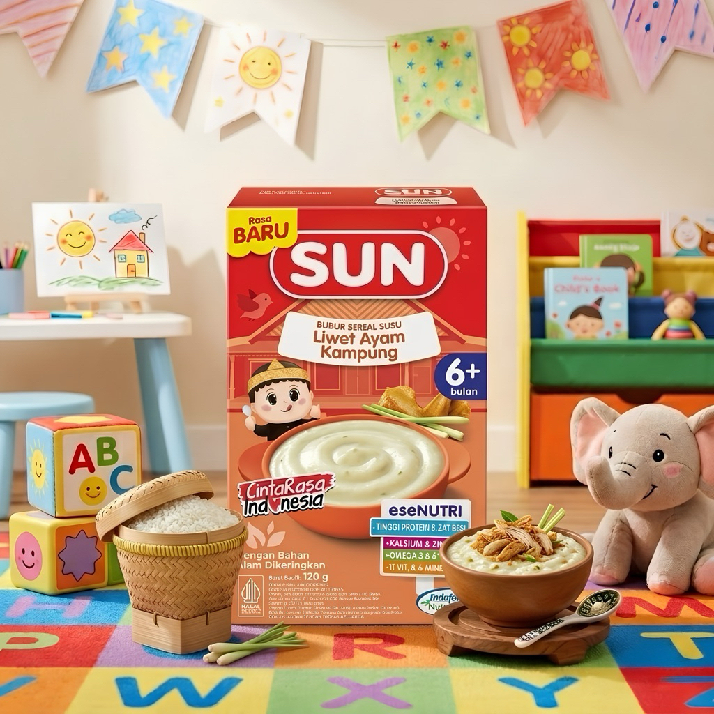 Sun Bubur Bayi Liwet Ayam Kampung 120 gram / Sun Liwet Ayam Kampung / Sun Bubur Sereal Susu Liwet Ay