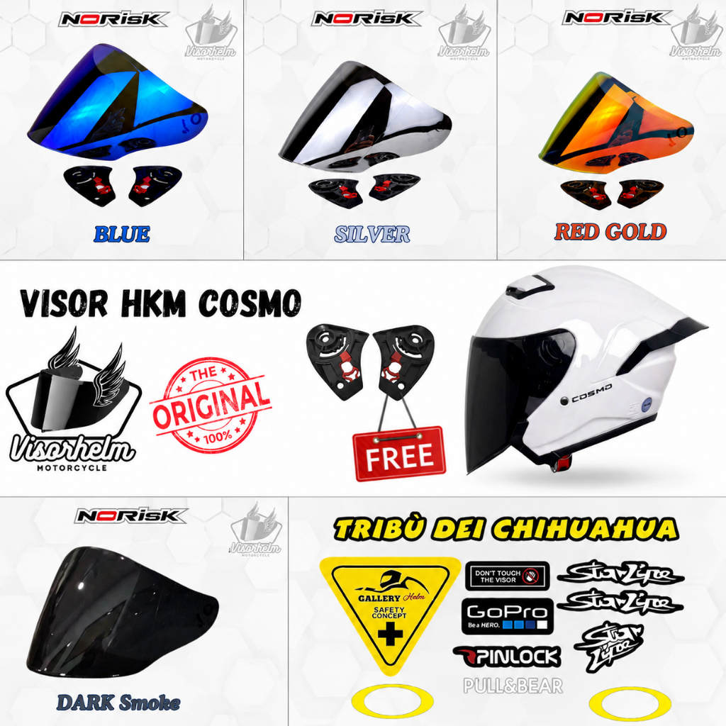 Visor / Kaca Helm MLA Cosmo | HKM Cosmo Paket Ganteng Iridium Original Norisk Free Rachet