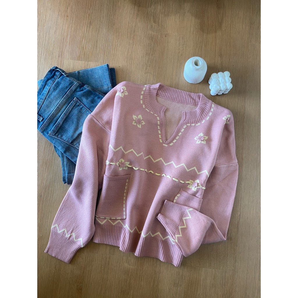 Sweater Knit Flower 3D