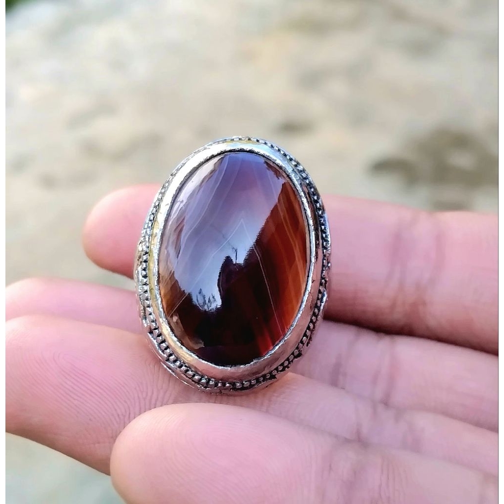 cincin batu akik Yaman wulung  motif junder unik natural