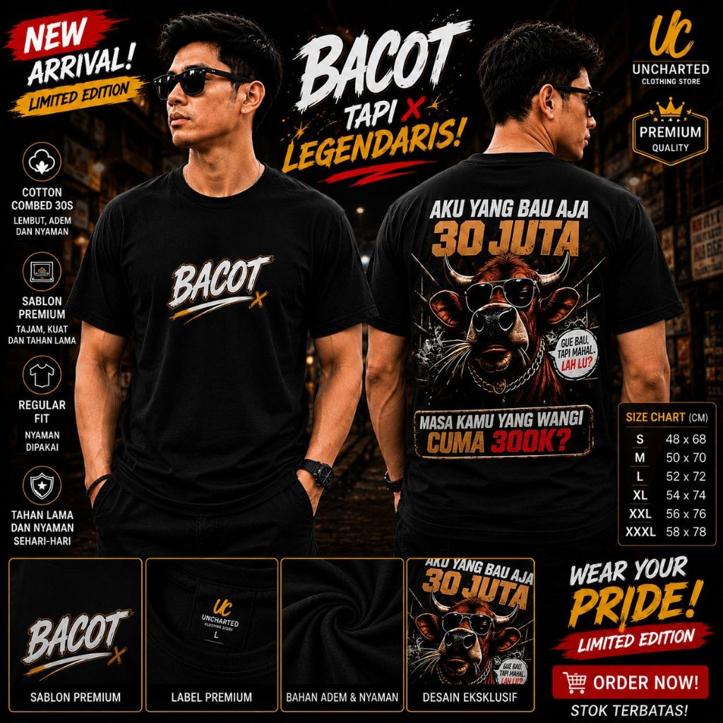 Kaos Pria Kata Kata Keren Nyeleneh Bahan Cotton 30S Motif Terbaru