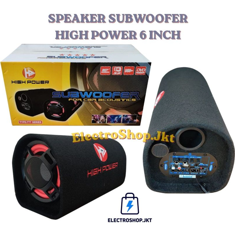 HIGHPOWER SPEAKER TABUNG 6 INCH BLUETOOTH , SUBWOOFER AKTIF 6" SUARA NGEBASS